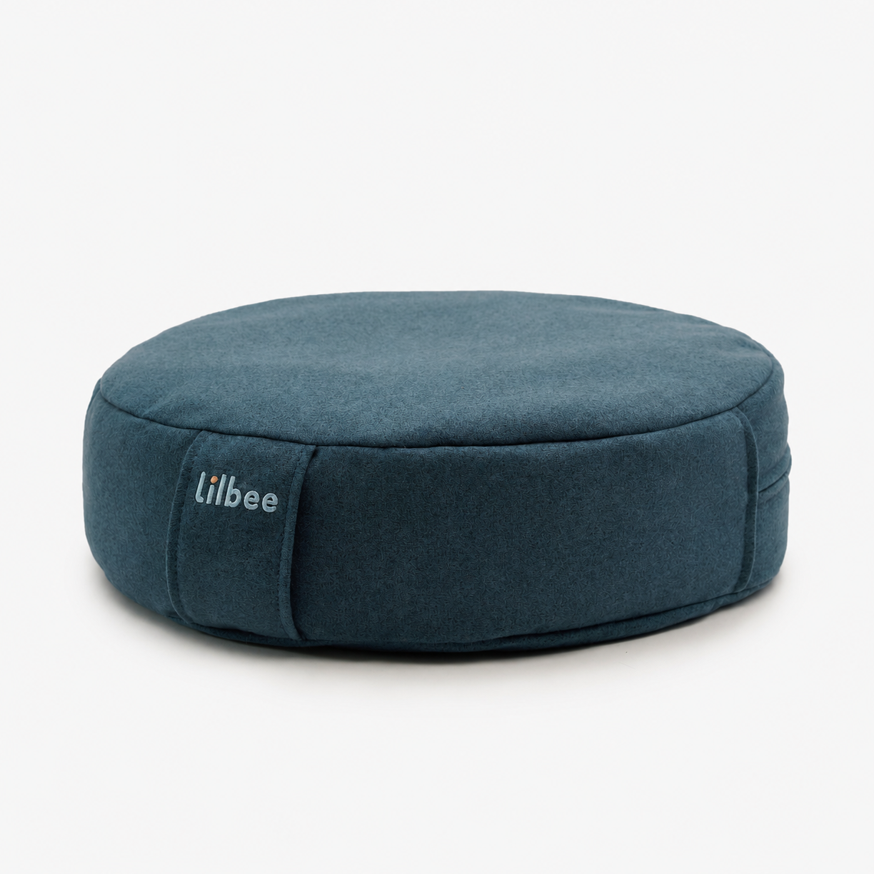 Lilbee's Low Zafu, on a white backgroud with an accent on the product, its color and fabric. 